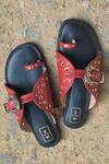 Shop_Sandalwali_Red Nadia Studded Flats _at_Aza_Fashions