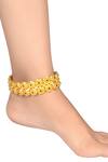Buy_Blue Turban_Gold Plated Stone Floral Anklet_at_Aza_Fashions