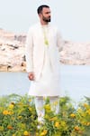 Buy_Soniya G_White Silk Handwoven Handloom Jacket Kurta Set _at_Aza_Fashions