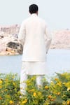 Shop_Soniya G_White Silk Handwoven Handloom Jacket Kurta Set _at_Aza_Fashions