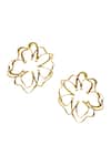 Shop_Blue Turban_Gold Plated Floral Stud Earrings_at_Aza_Fashions