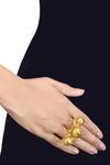 Buy_Blue Turban_Gold Plated Stone Carved Two Finger Ring_at_Aza_Fashions