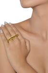 Buy_Blue Turban_Gold Plated Stone Two Finger Bar Ring_at_Aza_Fashions