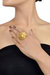 Buy_Blue Turban_Gold Plated Spiral Cutwork Ring_at_Aza_Fashions