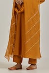 Buy_Ikshita Choudhary_Yellow Chanderi Embroidered Chita Notched Panelled Kurta And Pant Set _Online_at_Aza_Fashions