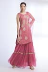 Buy_Sozenkari_Pink Organza, Chiffon, Pure Silk Chanderi Boat Embroidered Kurta Set _at_Aza_Fashions