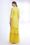 Shop_Sozenkari_Yellow Organza, Chiffon, Pure Silk Chanderi V Neck Embroidered Kurta Set _at_Aza_Fashions