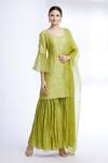 Buy Sozenkari Green Organza, , Muslin Round Embroidered Kurta Set at Aza Fashions Buy_Sozenkari_Green Organza, , Muslin Round Embroidered Kurta Set _at_Aza_Fashions