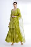 Buy Sozenkari Green Organza, , Muslin Round Embroidered Kurta Set Online at Aza Fashions Buy_Sozenkari_Green Organza, , Muslin Round Embroidered Kurta Set _Online_at_Aza_Fashions