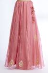 Shop_Sozenkari_Pink Silk Chanderi, Organza V Neck Lehenga And Blouse Set _Online_at_Aza_Fashions