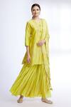 Buy_Sozenkari_Green Chanderi, Gajji , Muslin Embroidered Anarkali Set _at_Aza_Fashions