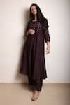 Dot_Purple Silk Round Kurta Set _Online_at_Aza_Fashions