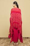 Shop_Tisha Saksena_Red Dress Dupion  Cape Bandhani Dress Round Cape Draped With_at_Aza_Fashions