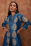 Jajobaa_Blue Maheshwari Silk Embroidered Silver Gold Zari With Work Jacket  _at_Aza_Fashions