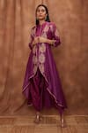 Shop_Jajobaa_Purple Maheshwari Silk Embroidered Silver Gold Zari With Work Jacket  _at_Aza_Fashions