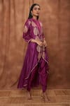 Jajobaa_Purple Maheshwari Silk Embroidered Silver Gold Zari With Work Jacket  _Online_at_Aza_Fashions