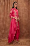 Jajobaa_Pink Maheshwari Silk Embroidered Silver Sleeveless With Work Jacket  _Online_at_Aza_Fashions