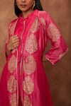 Jajobaa_Pink Maheshwari Silk Embroidered Silver Sleeveless With Work Jacket  _at_Aza_Fashions