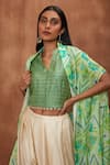 Jajobaa_Green Coded Georgette Placement Embroidered Geometric And Dhoti Pant Set _at_Aza_Fashions