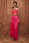 Buy_Jajobaa_Pink Coded Georgette Placement Embroidered Geometric And Dhoti Pant Set  _Online_at_Aza_Fashions