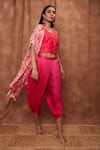 Jajobaa_Pink Coded Georgette Placement Embroidered Geometric And Dhoti Pant Set  _Online_at_Aza_Fashions