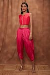 Buy_Jajobaa_Pink Coded Georgette Placement Embroidered Geometric And Dhoti Pant Set  _Online_at_Aza_Fashions