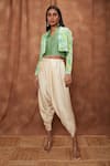 Buy_Jajobaa_Green Coded Georgette Placement Embroidered Short And Dhoti Pant Set  _at_Aza_Fashions