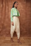 Jajobaa_Green Coded Georgette Placement Embroidered Short And Dhoti Pant Set  _Online_at_Aza_Fashions