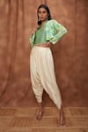 Buy_Jajobaa_Green Coded Georgette Placement Embroidered Short And Dhoti Pant Set  _Online_at_Aza_Fashions