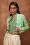 Shop_Jajobaa_Green Coded Georgette Placement Embroidered Short And Dhoti Pant Set  _Online_at_Aza_Fashions