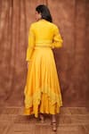 Shop_Jajobaa_Yellow Top Silk Organza Embroidered Lace Crop And Work Skirt Set _at_Aza_Fashions
