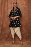 Buy_Jajobaa_Black Maheshwari Silk Embroidered Silver Work Kurta And Dhoti Pant Set  _at_Aza_Fashions