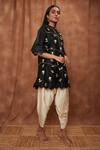 Jajobaa_Black Maheshwari Silk Embroidered Silver Work Kurta And Dhoti Pant Set  _Online_at_Aza_Fashions