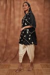 Buy_Jajobaa_Black Maheshwari Silk Embroidered Silver Work Kurta And Dhoti Pant Set  _Online_at_Aza_Fashions