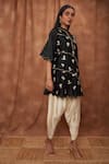 Shop_Jajobaa_Black Maheshwari Silk Embroidered Silver Work Kurta And Dhoti Pant Set  _Online_at_Aza_Fashions