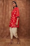 Shop_Jajobaa_Red Maheshwari Silk Embroidered Silver Work Kurta And Dhoti Pant Set _Online_at_Aza_Fashions