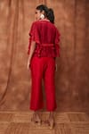 Shop_Jajobaa_Red Silk Organza Ruffle Top And Pant Set_at_Aza_Fashions