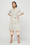 Buy_Meadow_White Silk Chanderi Spread Collar Printed Terra Shirt Dress  _Online_at_Aza_Fashions