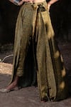 Shop_Nitara Dhanraj Label_Yellow Raw Silk Printed Zardozi Round Draped Pant And Top Set _Online_at_Aza_Fashions