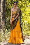 Buy_Nitara Dhanraj Label_Yellow Silk, Raw Silk, Georgette Thread Work Sharara Set With Ruffle Dupatta _at_Aza_Fashions