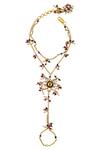 Shop_Tribe Amrapali_Gold Plated Stones Handcrafted Hathphool_at_Aza_Fashions