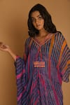 k-anshika_Multi Color Georgette V Neck Printed Kaftan _Online_at_Aza_Fashions