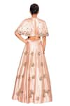 Shop_Salt and Spring_Pink Dupion Embroidered Floral Motifs Round Cape And Skirt Set  _at_Aza_Fashions