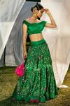 Buy Tisha Saksena Green Blouse Dupion Lehenga Raw Floral Embroidered Draped And Set at Aza Fashions Buy_Tisha Saksena_Green Blouse Dupion Lehenga Raw Floral Embroidered Draped And Set _at_Aza_Fashions