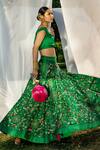 Tisha Saksena Green Blouse Dupion Lehenga Raw Floral Embroidered Draped And Set Online at Aza Fashions Tisha Saksena_Green Blouse Dupion Lehenga Raw Floral Embroidered Draped And Set _Online_at_Aza_Fashions