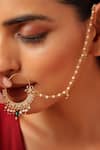 Buy Swabhimann Green Pearls Gold Tone Floral Nose Ring Online at Aza Fashions Buy_Swabhimann_Green Pearls Gold Tone Floral Nose Ring _Online_at_Aza_Fashions