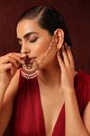 Shop_Swabhimann_Red Pearls, Beads Handmade Peacock Motif Nose Ring _Online_at_Aza_Fashions