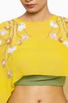 Buy_Salt And Spring_Yellow Georgette Floral Motifs Round Embroidered Cape And Pant Set _Online_at_Aza_Fashions