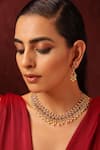 Shop_SWABHIMANN_Red Kundan And Pearl Embellished Vintage Necklace Set_Online_at_Aza_Fashions