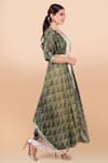 Jajobaa_Beige Banarasi Silk Printed Cape Open Dress Bandhani And Draped Tunic Set _Online_at_Aza_Fashions